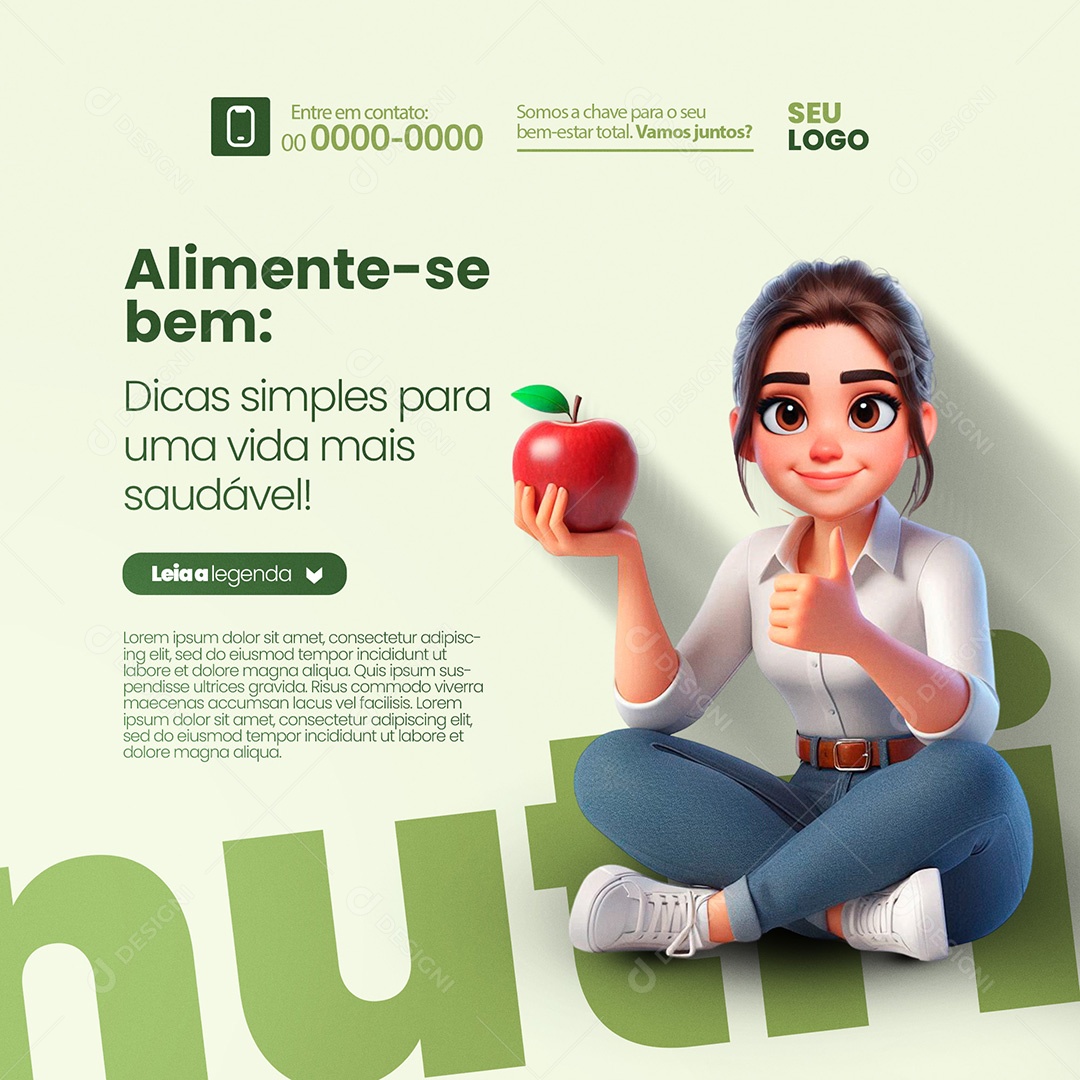 Nutricionista Alimente se Bem Social Media PSD Editável