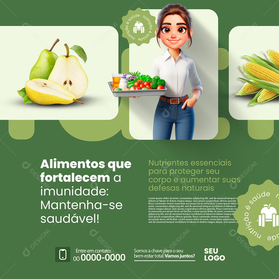 Nutricionista Alimentos Que Fortalecem Imunidade Social Media PSD Editável