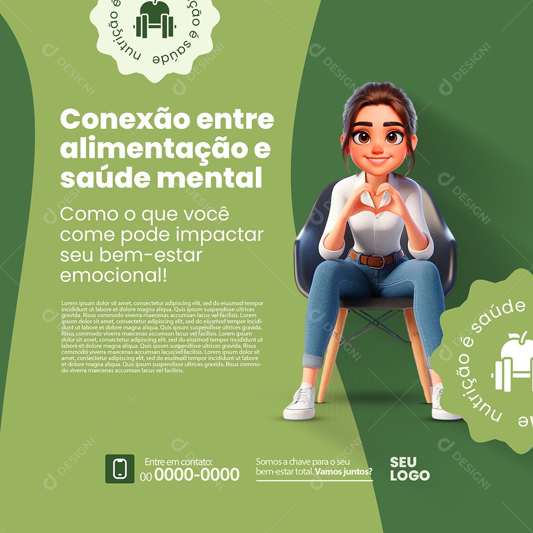 Nutricionista Alimentação e Saúde Mental Social Media PSD Editável
