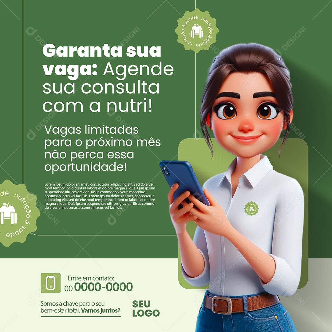 Nutricionista Agende Sua Consulta Social Media PSD Editável