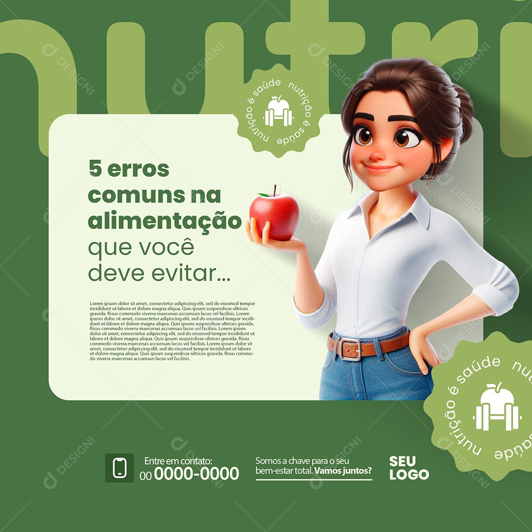 Nutricionista Erros Na Alimentação Social Media PSD Editável