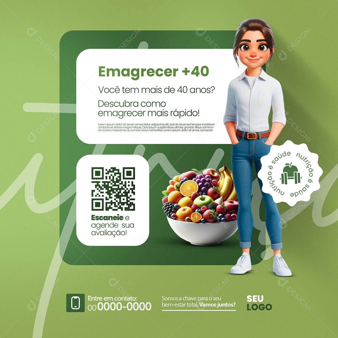 Nutricionista Descubra Como Emagrecer Mais Rápido Social Media PSD Editável