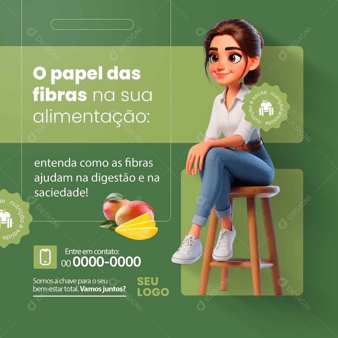 Nutricionista O Papel Das Fibras Social Media PSD Editável