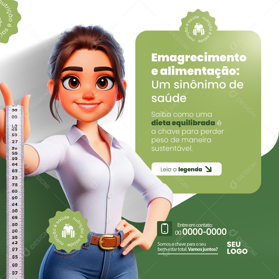 Nutricionista Emagrecimento e Alimentação Social Media PSD Editável