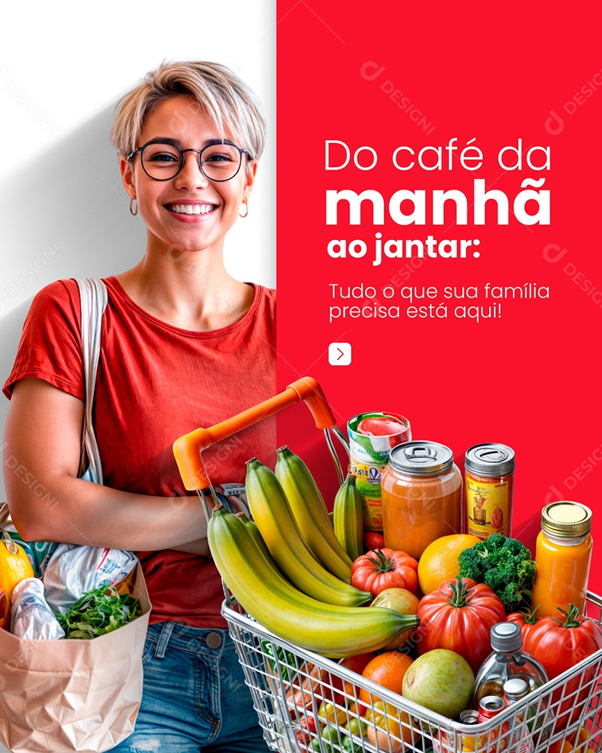 Supermercado Do Café da Manhã ao Jantar Social Media PSD Editável