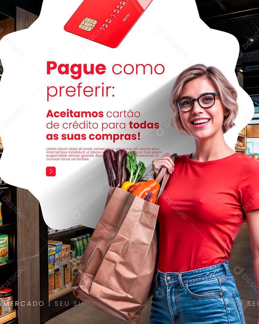 Supermercado Pague Como Preferir Social Media PSD Editável