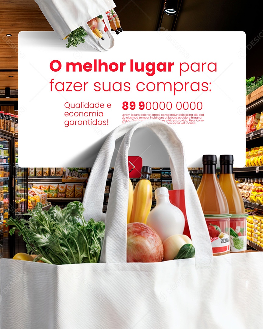 Supermercado O Melhor Lugar Social Media PSD Editável