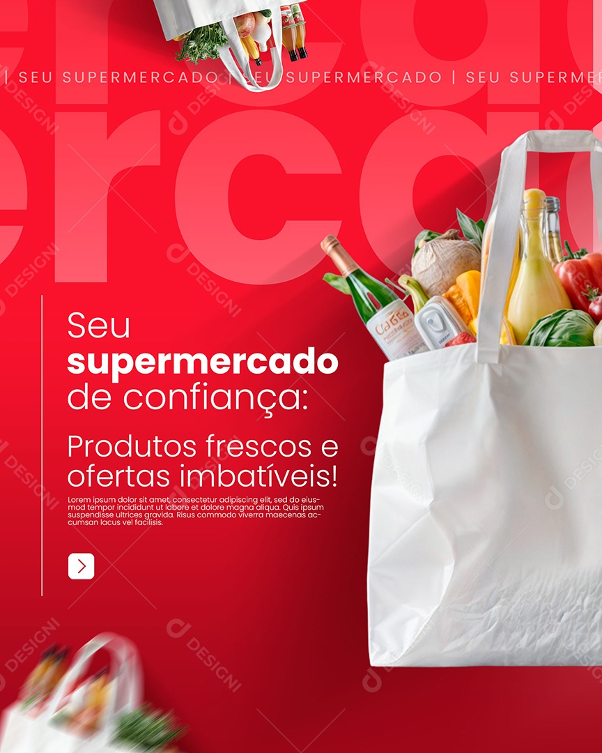 Supermercado Produtos Frescos Social Media PSD Editável