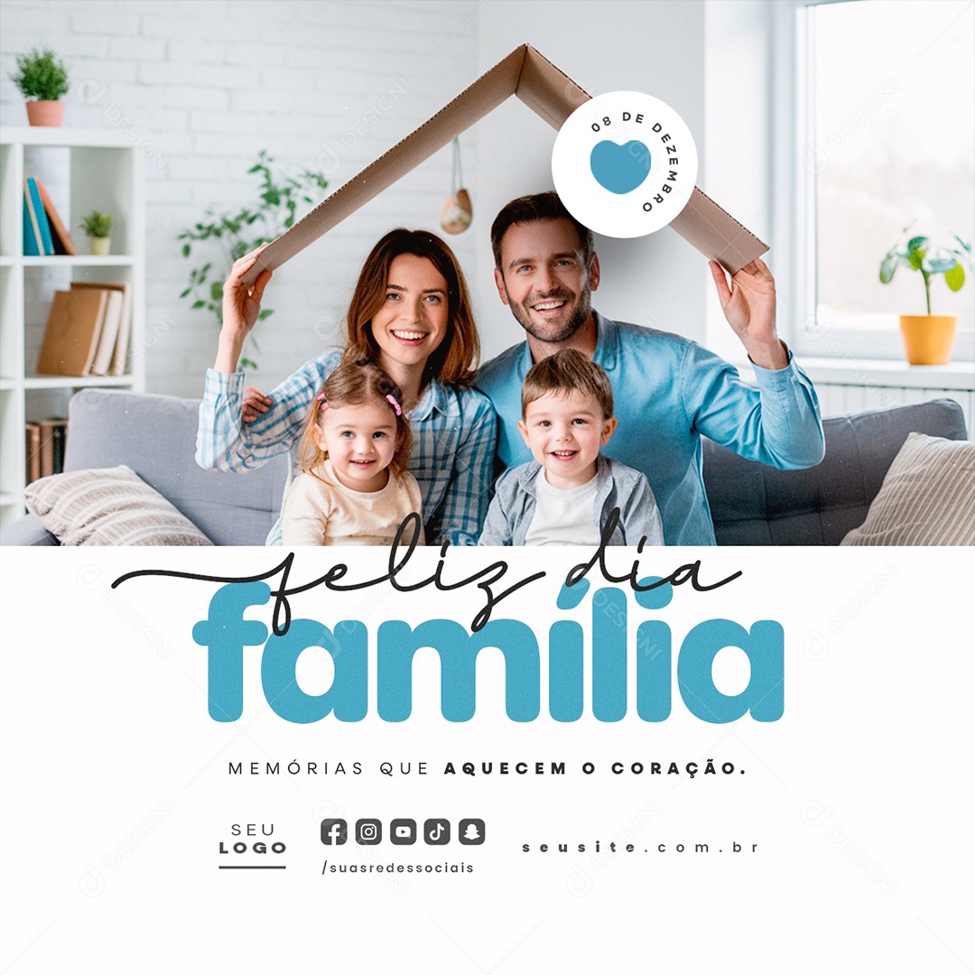Feliz Dia da Família 08 de Dezembro Memórias Que Aquecem o Coração Social Media PSD Editável