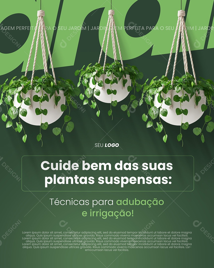 Jardineiro Cuide Bem Das Suas Plantas Social Media PSD Editável