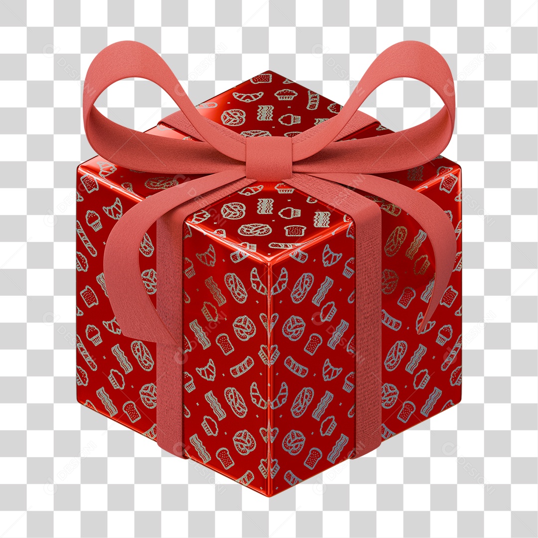 Caixa de Presente com Laço PNG Transparente