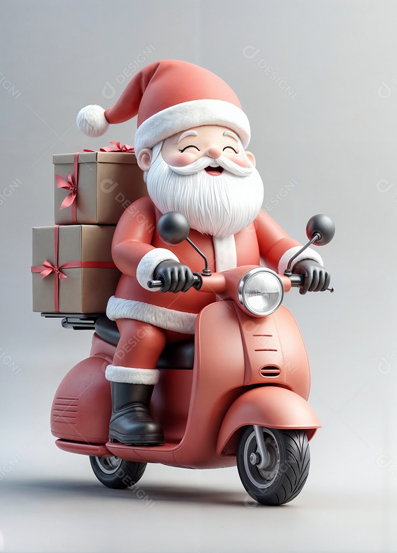 Papai Feliz conduzindo moto