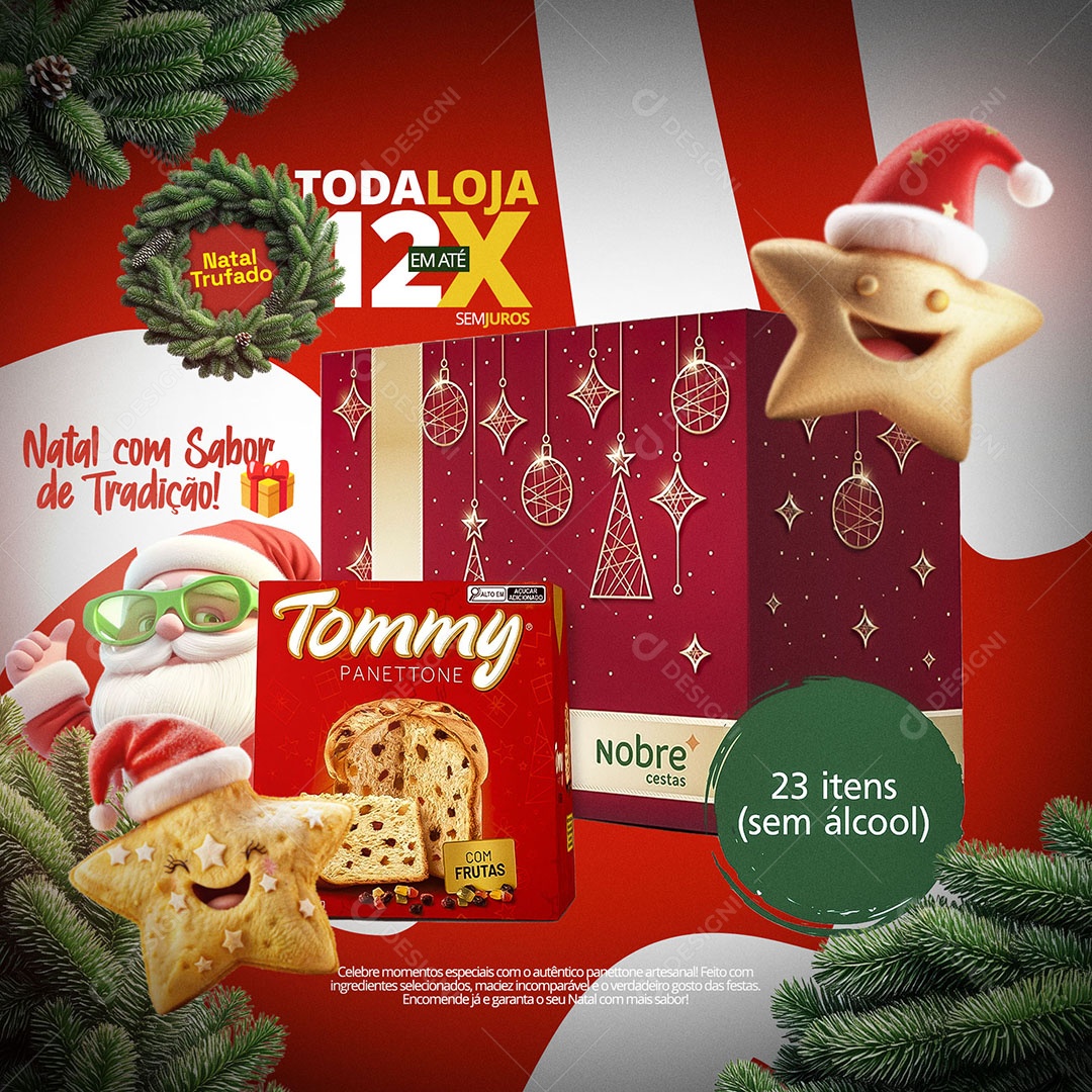 Supermercado Oferta de Natal Panettone Social Media PSD Editável
