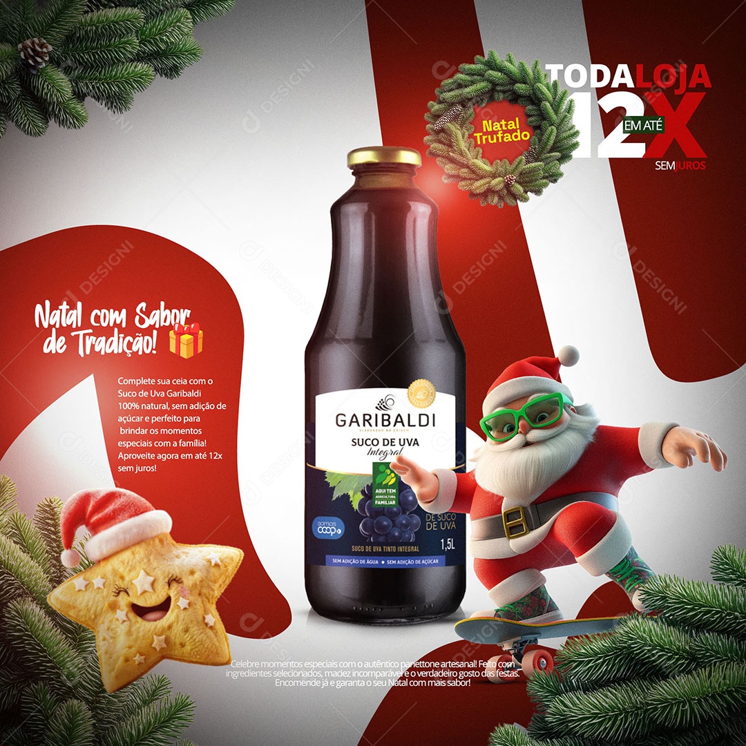 Supermercado Oferta de Natal Suco de Uva Natal Com Sabor Tradicional Social Media PSD Editável