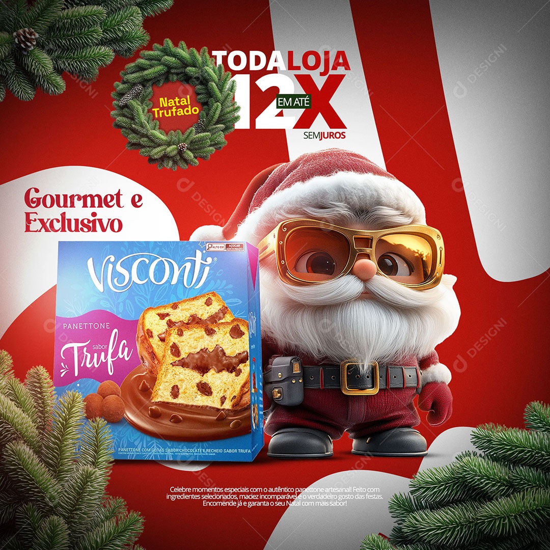 Supermercado Oferta de Natal Panettone Gourmet e Exclusivo Social Media PSD Editável