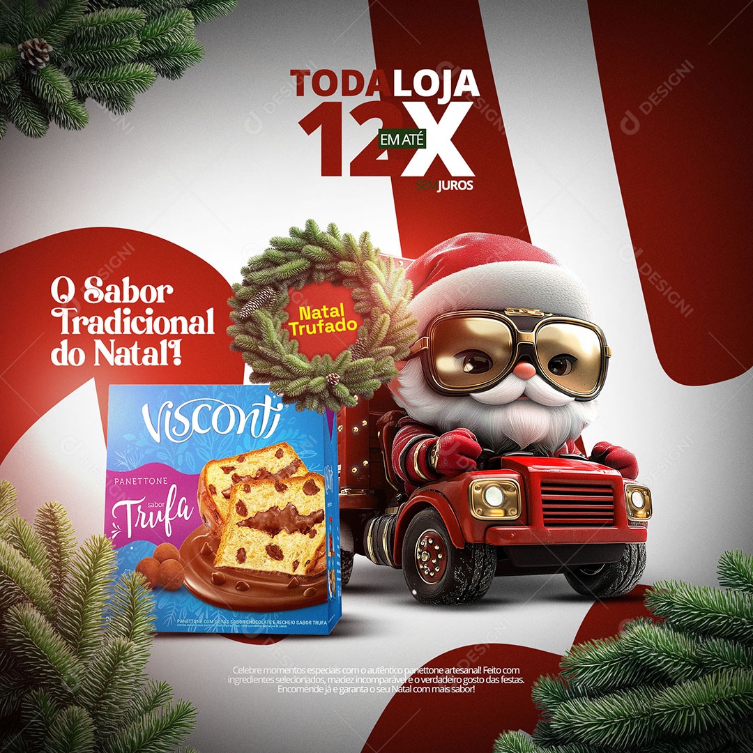 Supermercado Oferta de Natal Panettone Social Media PSD Editável