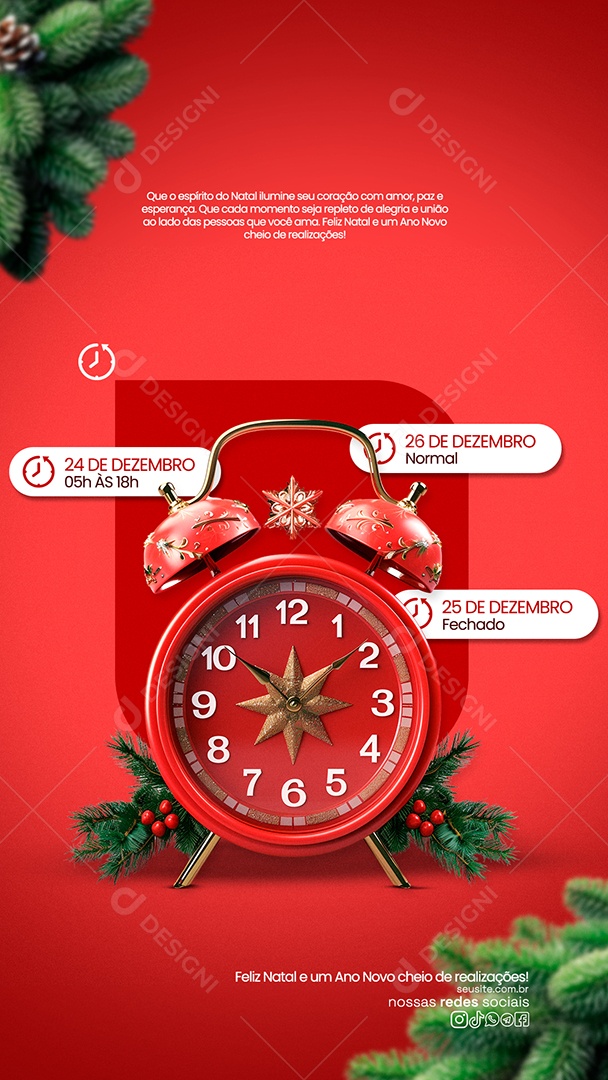 Story Social Media Horário de Natal Aberto Fechado PSD Editável