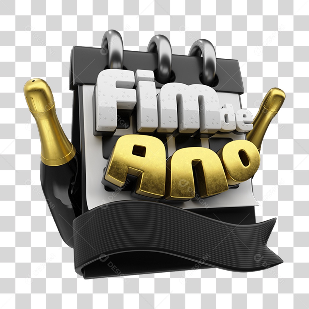 Selo 3D Fim de Ano PNG Transparente