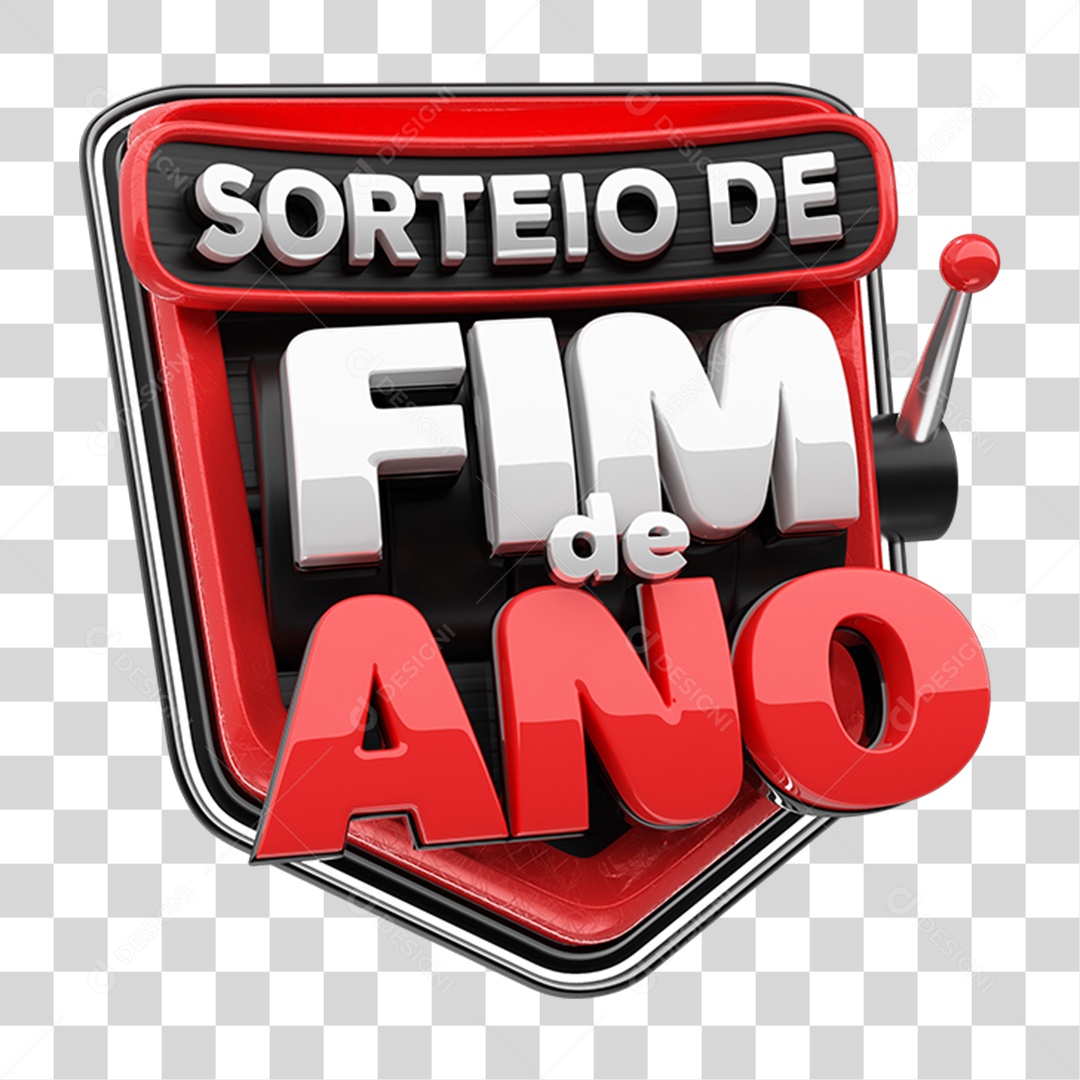 Selo 3D Sorteio Fim de Ano PNG Transparente