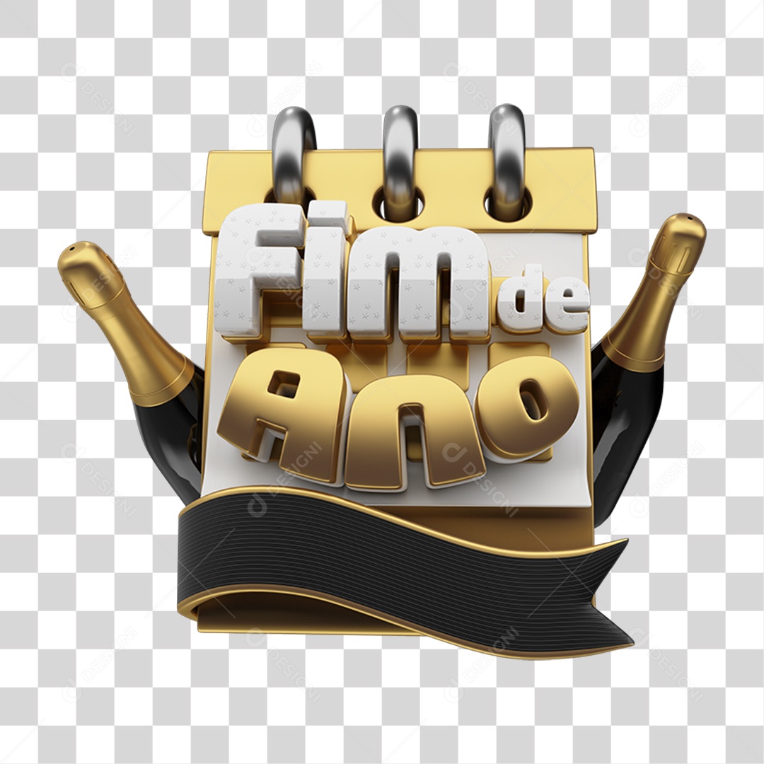 Selo 3D Fim de Ano PNG Transparente