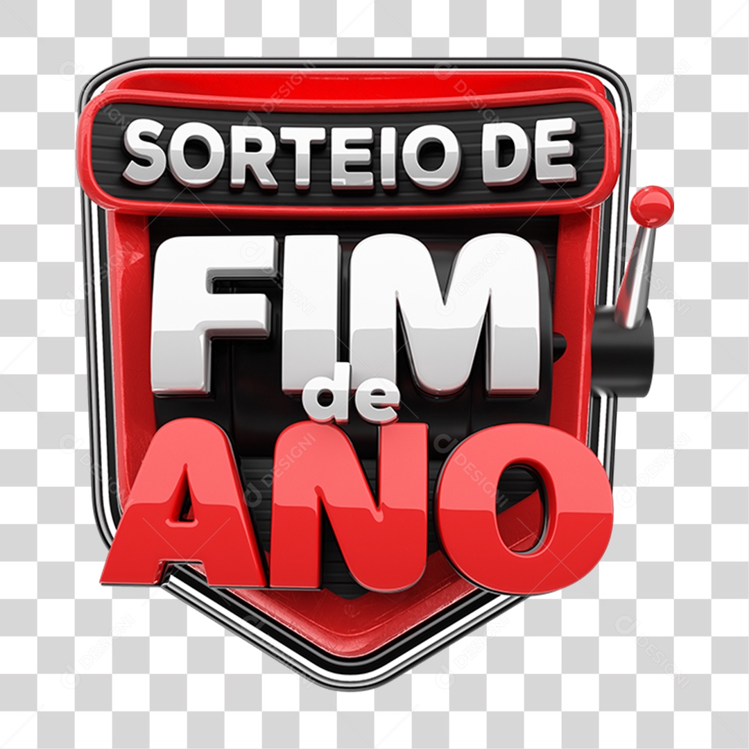 Selo 3D Sorteio Fim de Ano PNG Transparente