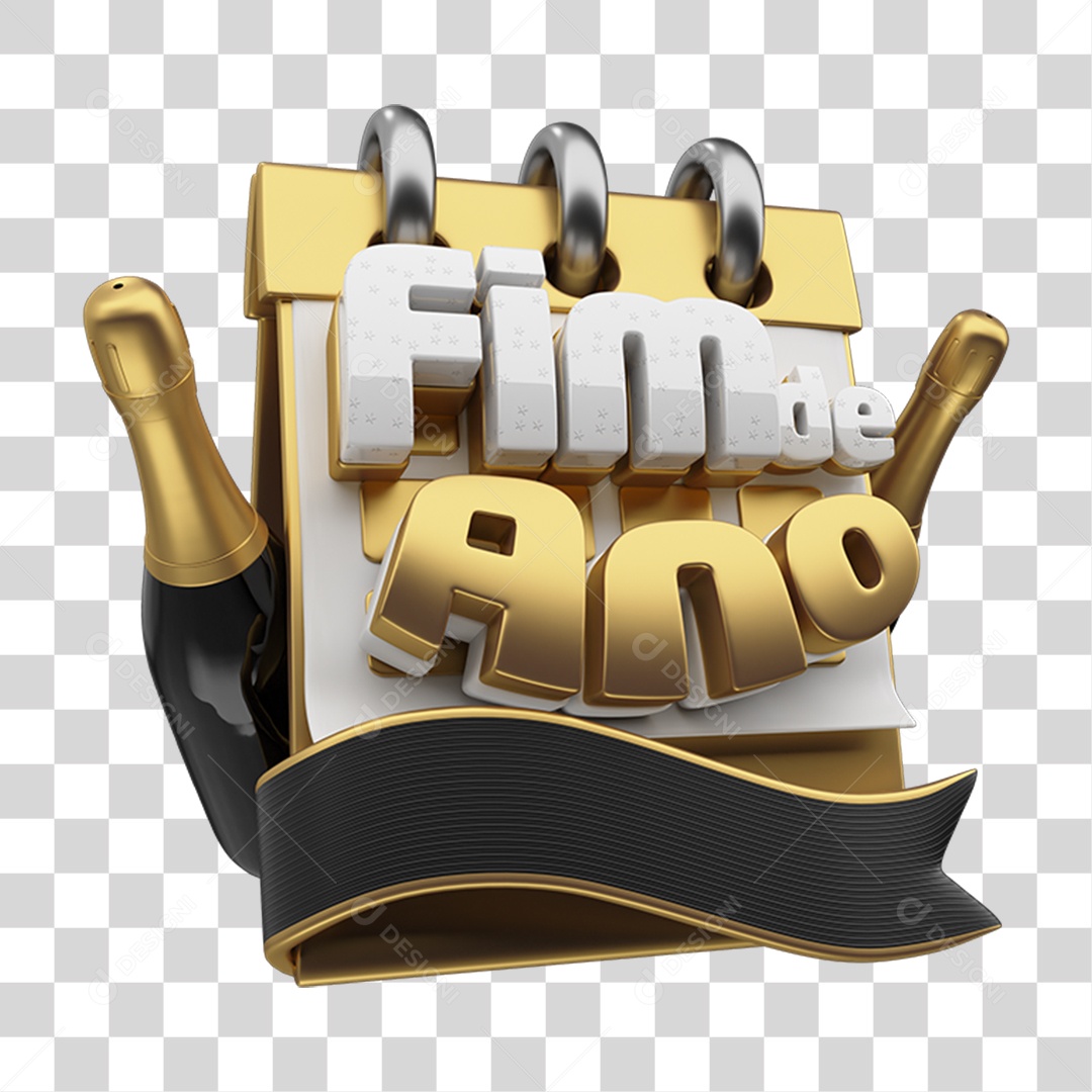Selo 3D Fim de Ano PNG Transparente