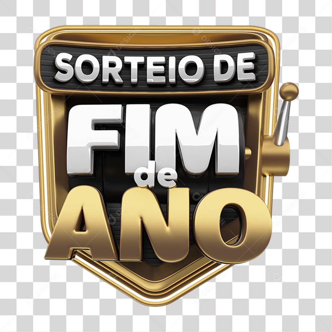 Selo 3D Sorteio Fim de Ano PNG Transparente