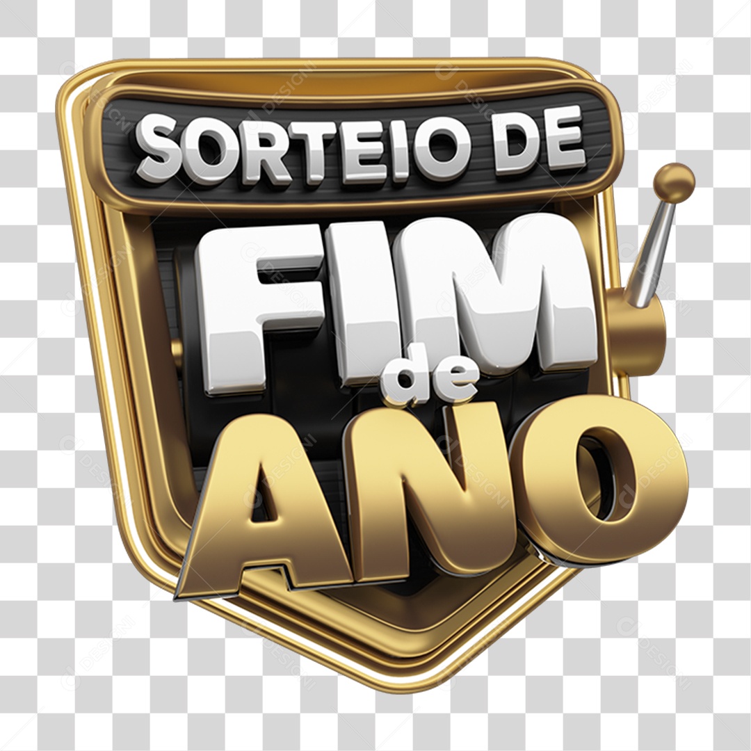 Selo 3D Sorteio Fim de Ano PNG Transparente