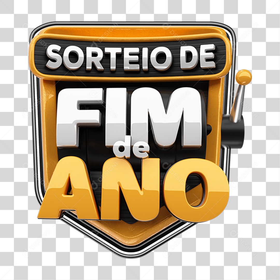 Selo 3D Sorteio Fim de Ano PNG Transparente