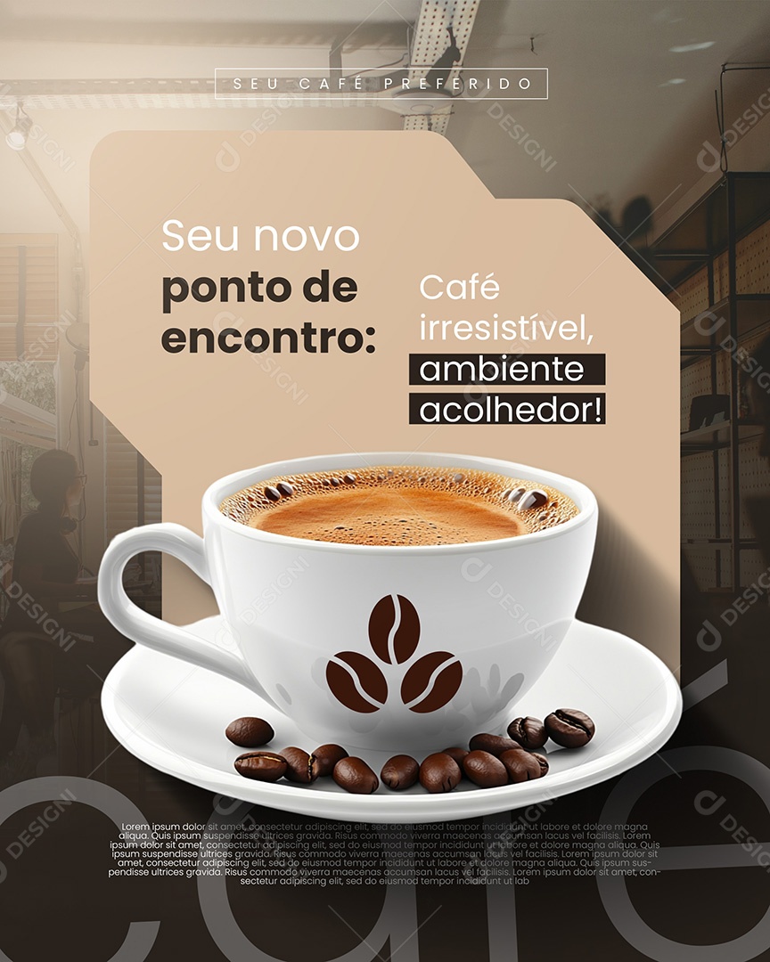 Cafeteria Ambiente Acolhedor Social Media PSD Editável