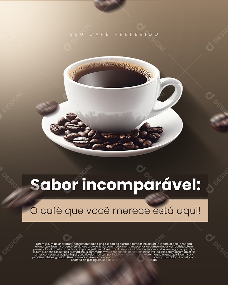 Cafeteria Sabor Imcomparável Social Media PSD Editável