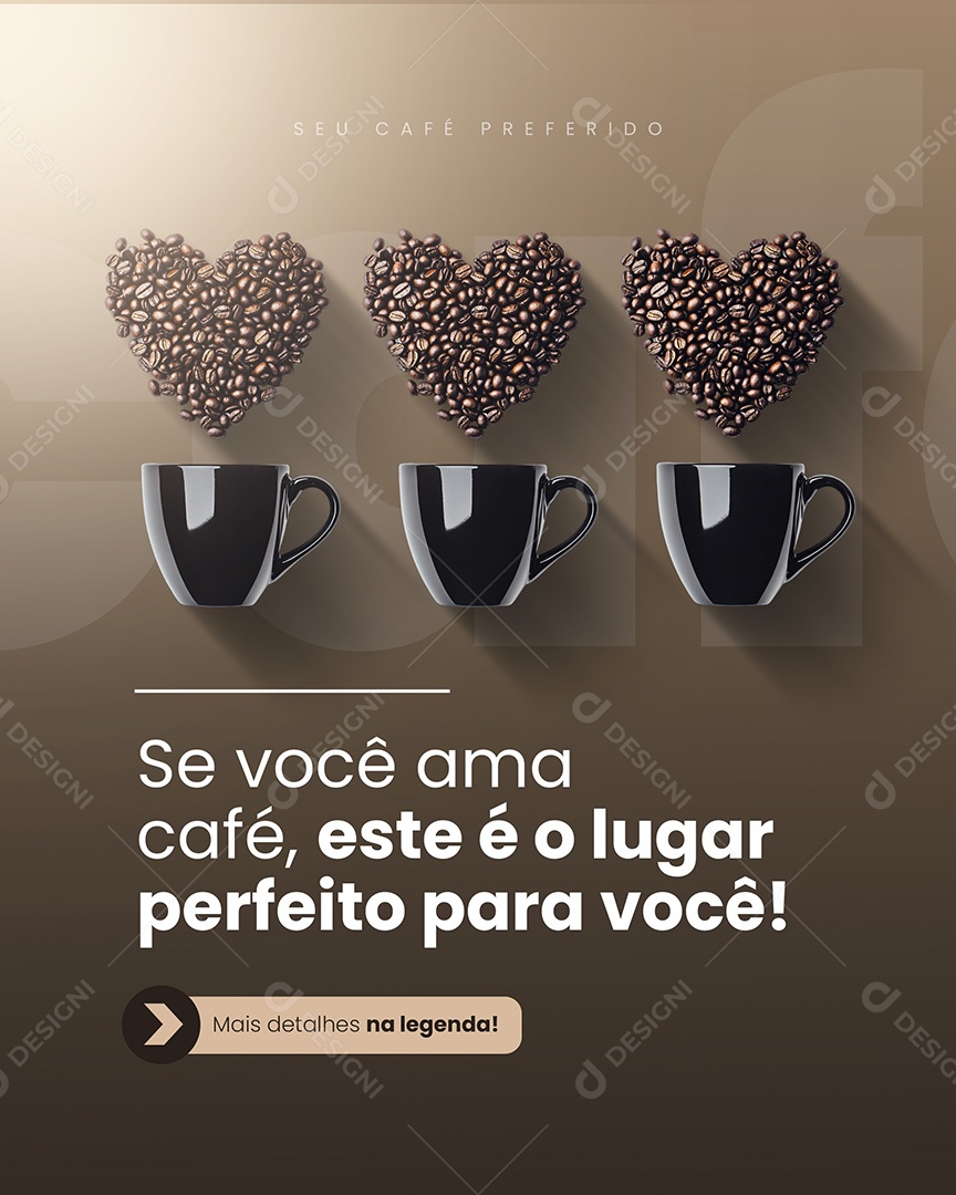 Cafeteria Lugar Perfeito Para Você Social Media PSD Editável