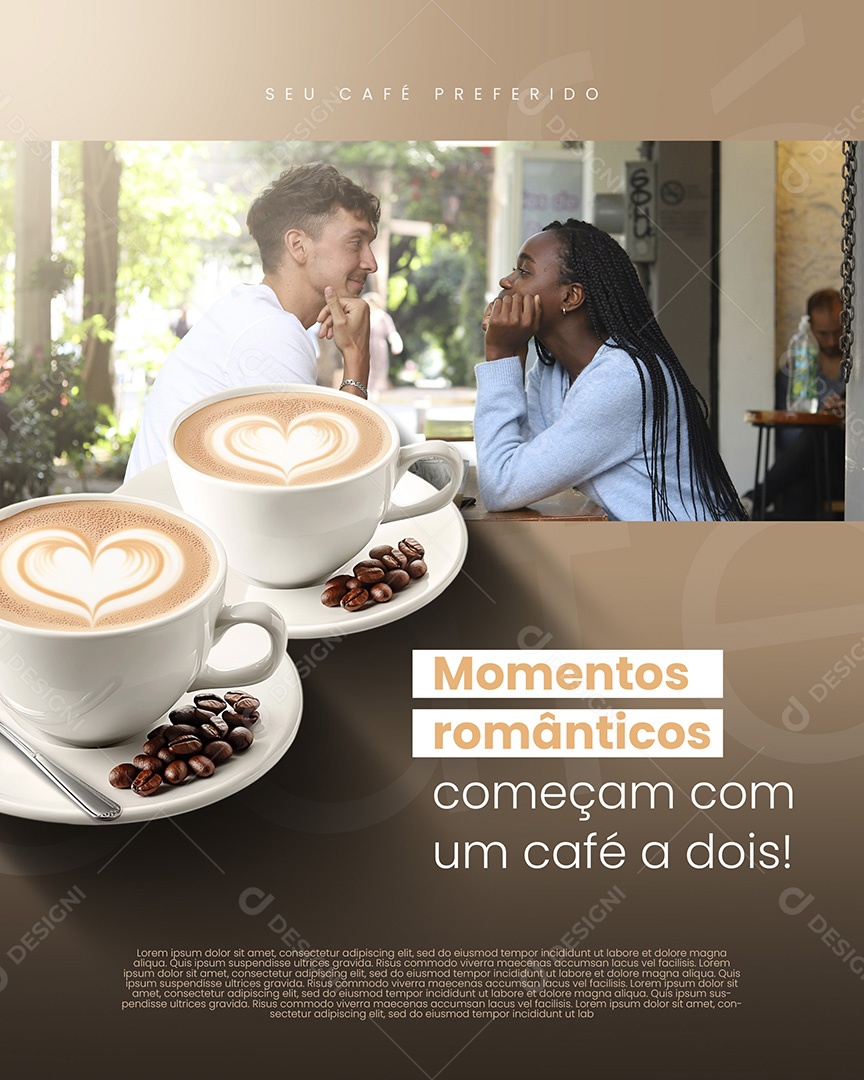 Cafeteria Momentos Românticos Social Media PSD Editável