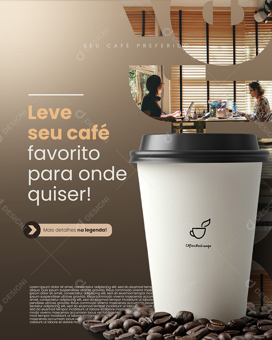 Cafeteria Seu Café Favorito Social Media PSD Editável