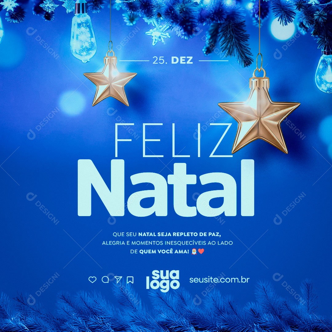 Feliz Natal 25 de Dezembro Social Media PSD Editável