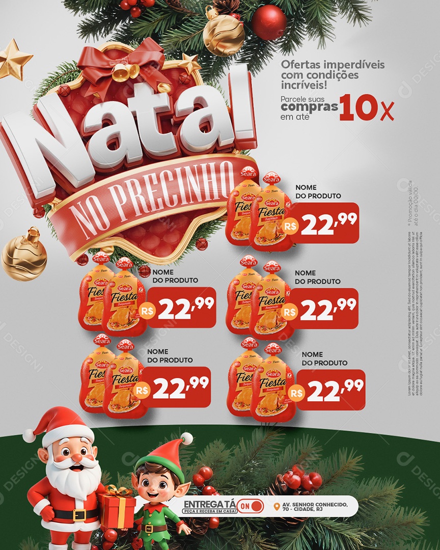 Encarte Supermercado Natal no Precinho Social Media PSD Editável