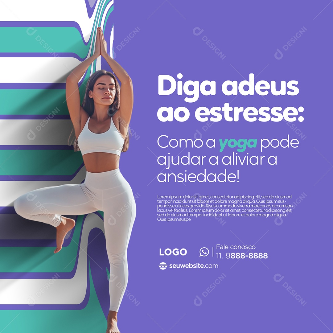 Yoga Adeus ao Estresse Social Media PSD Editável