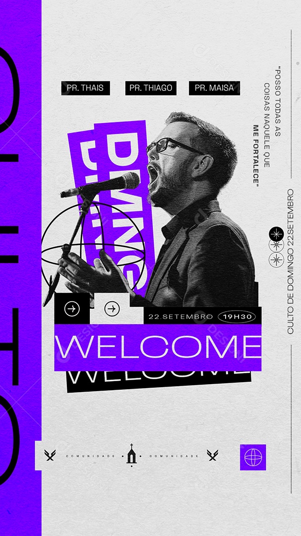 Story Gospel Domingo Welcome Social Media PSD Editável