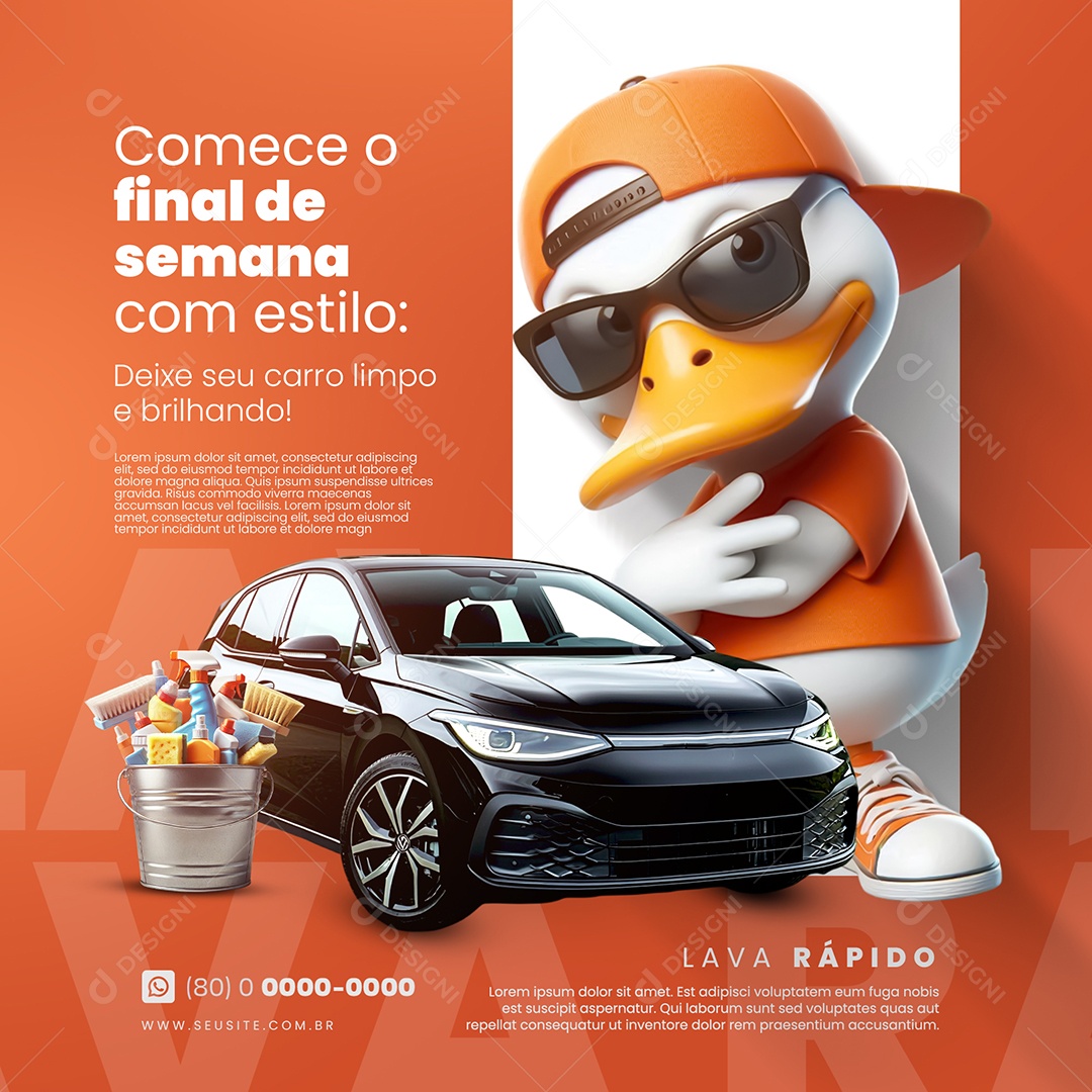 Lava Jato Deixe Seu Carro Limpo e Brilhando Social Media PSD Editável