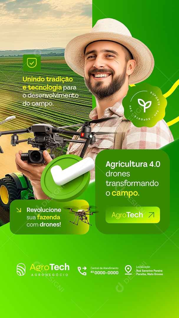 Story Agro Tech Agricultura Drones Social Media PSD Editável