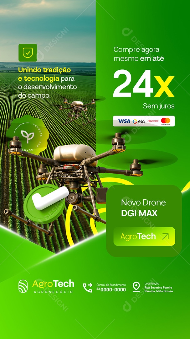 Story Agro Tech Novo Drone DGI Max Social Media PSD Editável