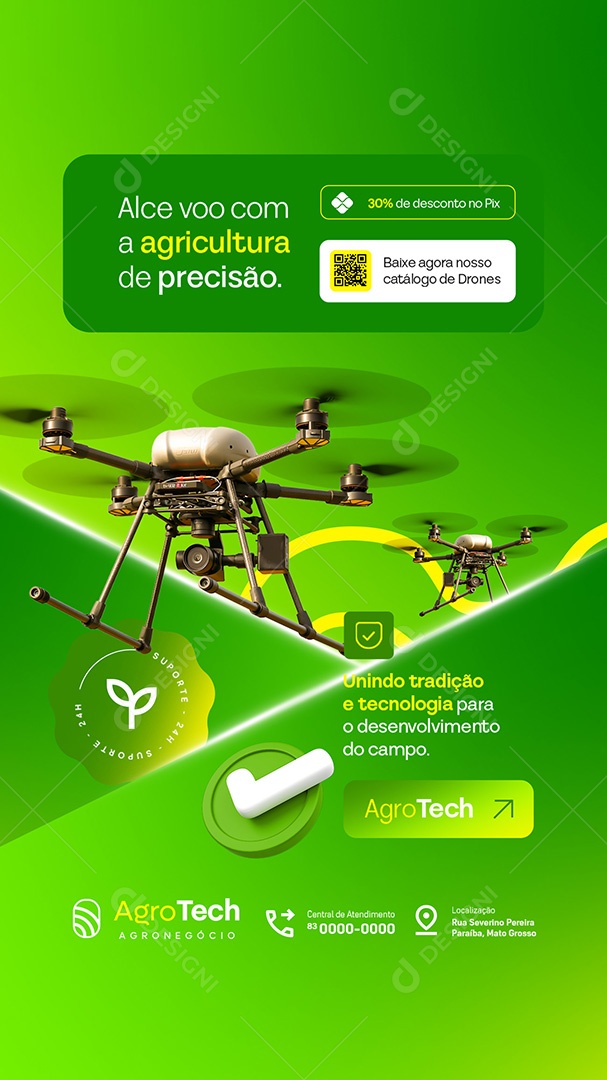 Story Agro Tech Alce Voo com a Agricultura Social Media PSD Editável
