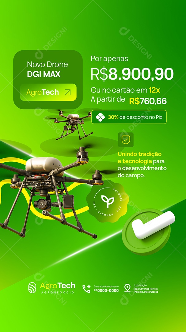 Story Agro Tech Novo Drone Social Media PSD Editável