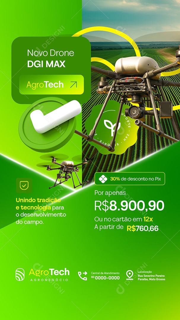 Story Agro Tech Novo Drone DGI Max Social Media PSD Editável