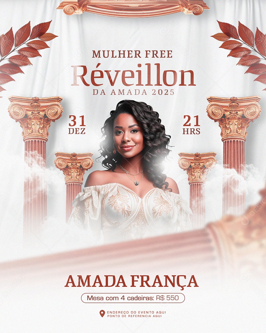 Flyer Réveillon da Amada 2025 Social Media PSD Editável