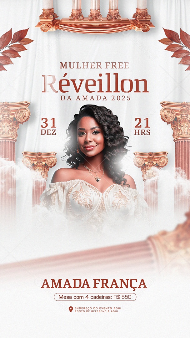 Flyer Réveillon da Amada 2025 Story Social Media PSD Editável