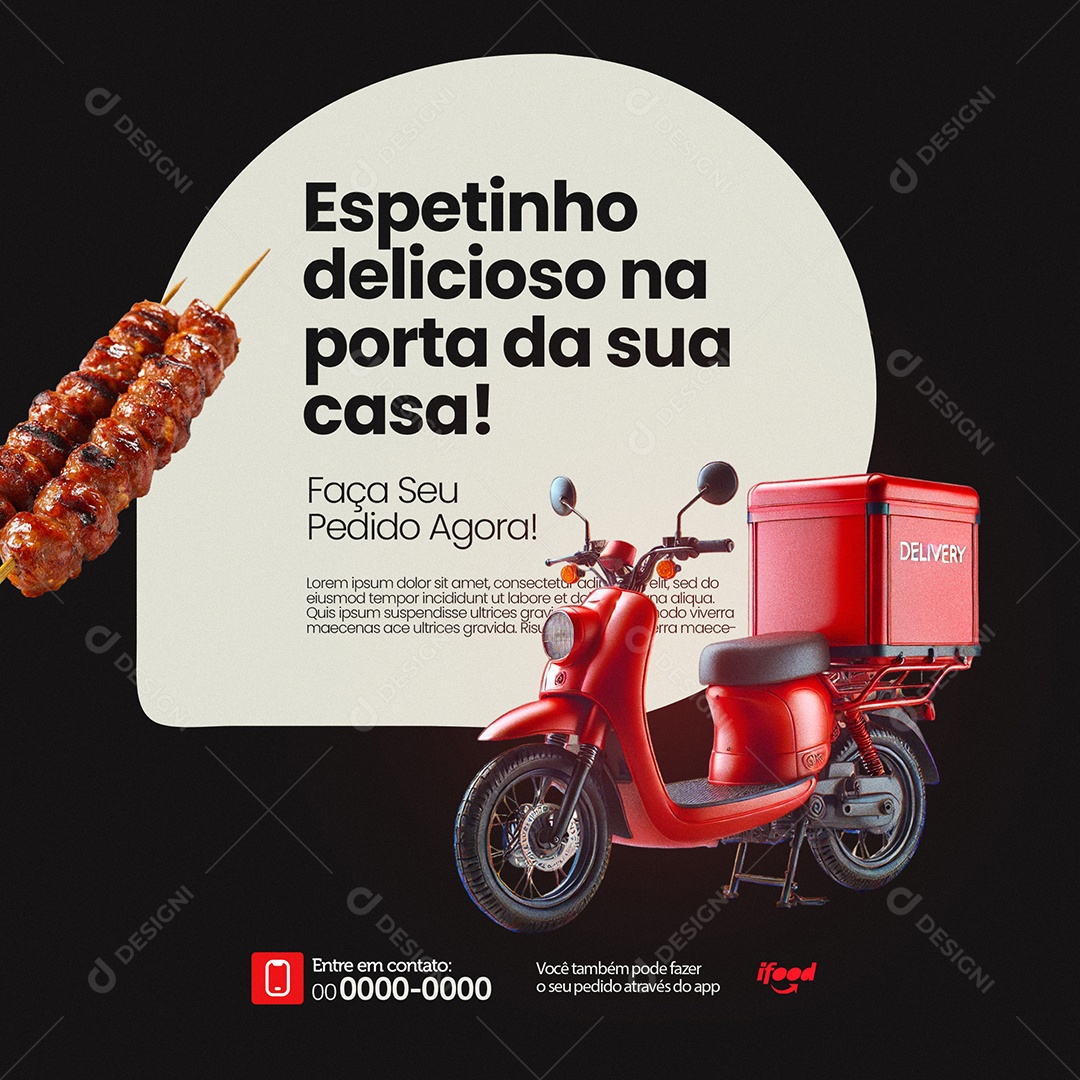 Espetinho Entregamos Na Porta Da Sua Casa Social Media PSD Editável