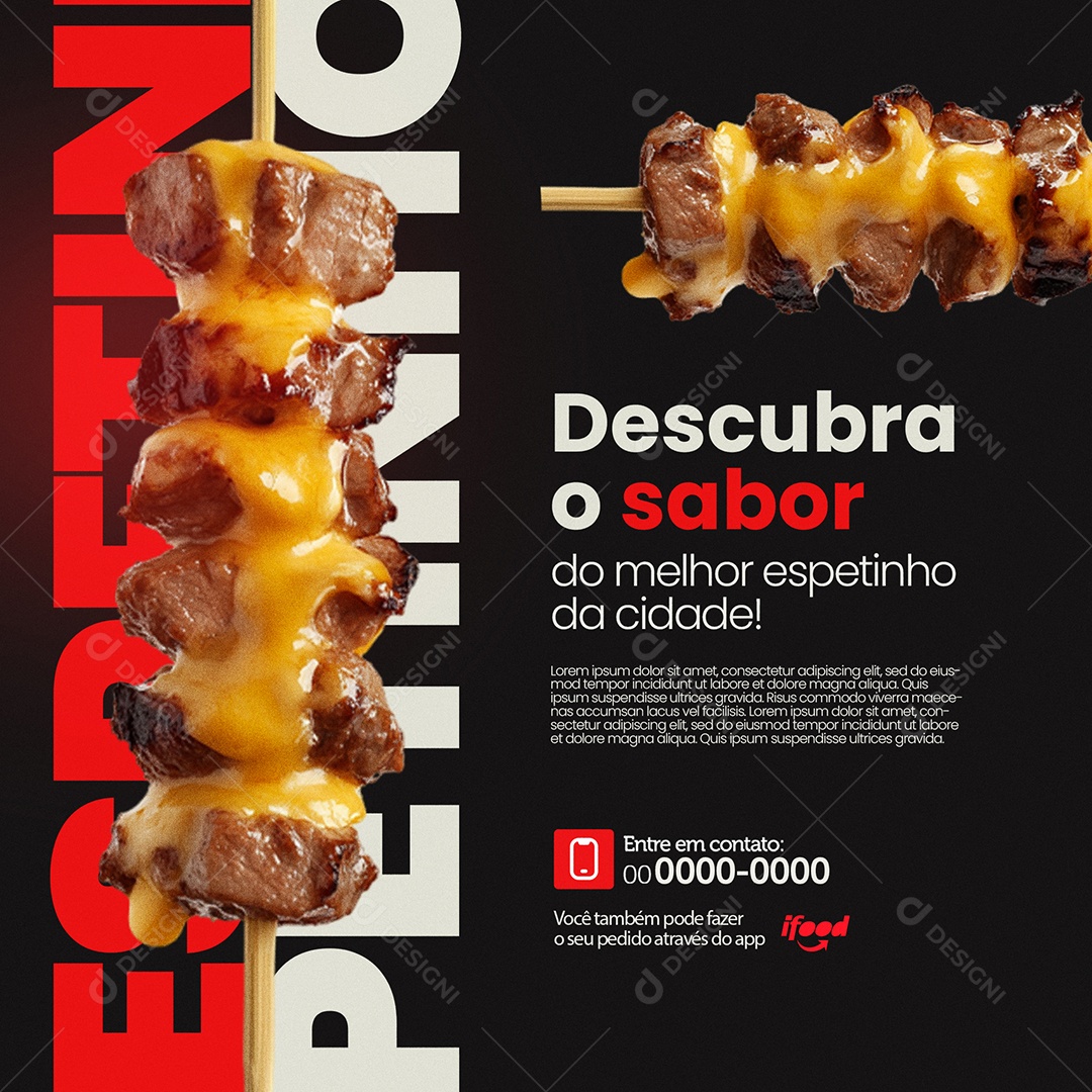 Espetinho Descubra o Sabor Social Media PSD Editável
