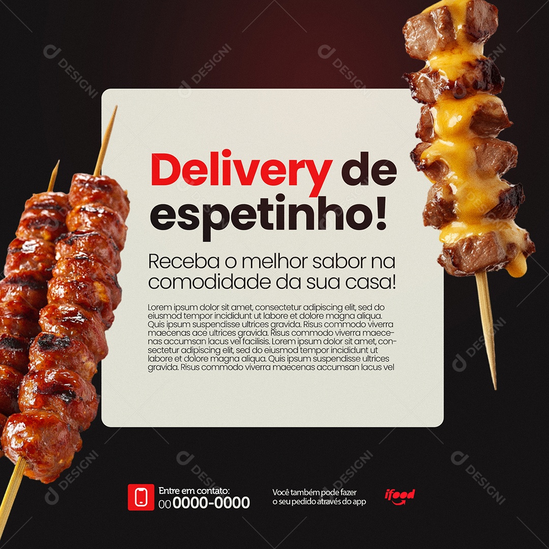 Espetinho Temos Delivery Social Media PSD Editável