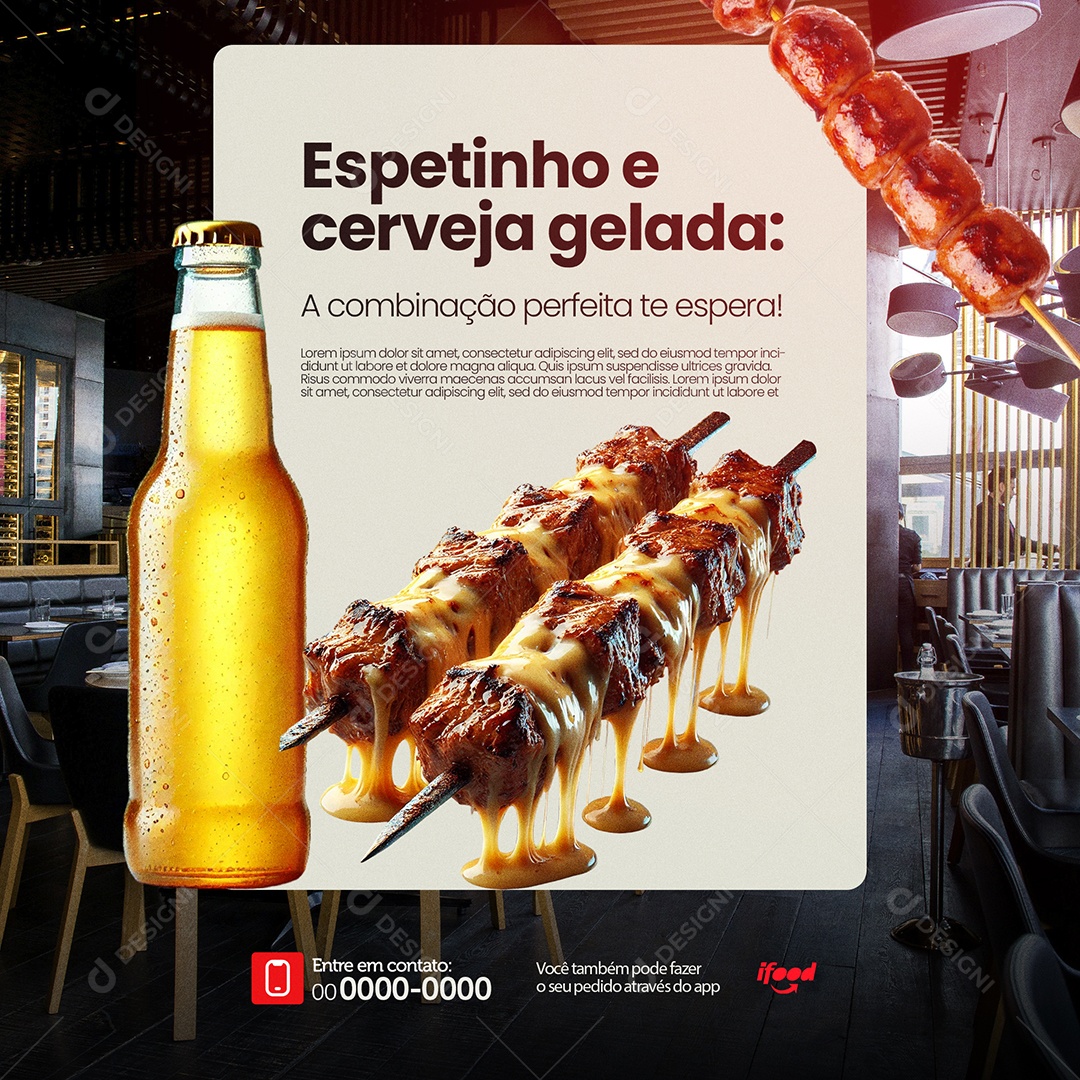 Cerveja e Espetinho Social Media PSD Editável